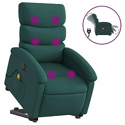 Maison Chic Fauteuil Relax pour salon, Fauteuil inclinable de massage électrique Vert foncé Tissu -GKD21768