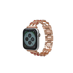 YP Select Bandes de bijoux compatibles Bling en acier inoxydable pour Apple Watch Band or rose rouge 38mm