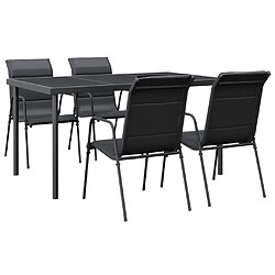 vidaXL Ensemble à manger de jardin 5 pcs noir textilène et acier