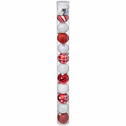 Lot de 12 Boules de Noël Colorama 6cm Rouge & Blanc