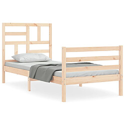 Maison Chic Lit adulte - Cadre de lit et tête de lit,Structure du lit Contemporain pour chambre 100x200 cm bois massif -MN88399