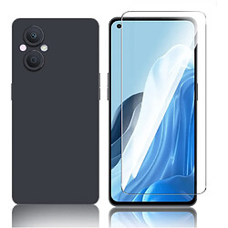 Coque Silicone Couleur Noire + Verre Trempe Pour Oppo Reno 8 Lite 5G Little Boutik®