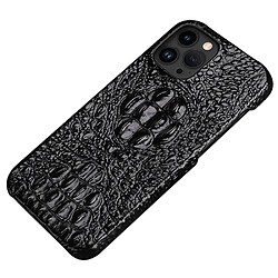 Coque en TPU + cuir véritable texture crocodile, anti-chocs, anti-chutte pour votre iPhone 14 Pro Max - noir