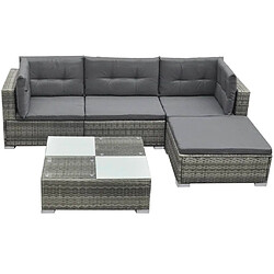 Maison Chic Salon de jardin 5 pcs + coussins - Mobilier/Meubles de jardin - Table et chaises d'extérieur Résine tressée Gris -MN98681