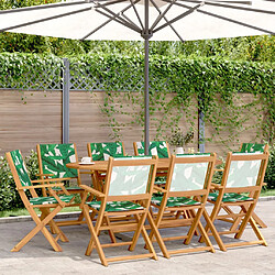 vidaXL Chaises de jardin pliantes lot de 8 vert tissu et bois massif