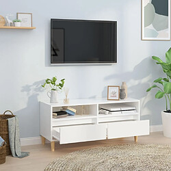 Avis Maison Chic Meuble TV scandinave - Banc TV pour salon blanc brillant 100x34,5x44,5 cm bois d'ingénierie -MN56488