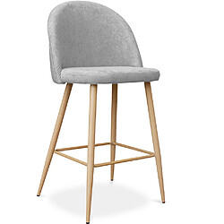 ICONIK INTERIOR Tabouret tapissé en tissu - design scandinave - 66cm - Evelyne Gris clair