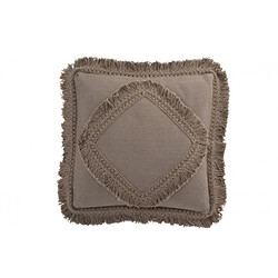 Dansmamaison Coussin Franges Carre Coton Taupe