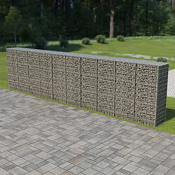 vidaXL Mur à gabion avec couvercles Acier galvanisé 600 x 50 x 150 cm