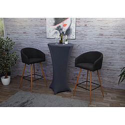 Mendler 2x tabouret de bar HWC-D72, chaise bar/comptoir, avec dossier, tissu ~ gris anthracite