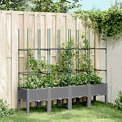 vidaXL Jardinière avec treillis gris clair 160x40x142,5 cm PP