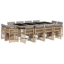 vidaXL Ensemble à manger de jardin et coussins 13 pcs mélange beige