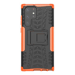 Coque en TPU anti-rayures, texture pneu avec béquille orange pour votre Samsung Galaxy S22 Ultra