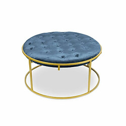 Paris Prix Lot de 2 Poufs Design en Velours Valona 75cm Bleu