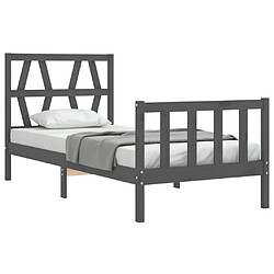 Acheter Maison Chic Lit adulte - Cadre Structure de lit avec tête de lit Contemporain noir 90x200 cm bois massif -MN13210