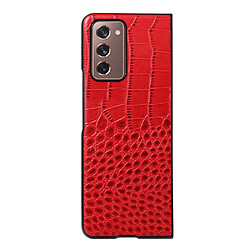 Coque en TPU + cuir véritable texture croco rouge pour votre Samsung Galaxy Z Fold2 5G