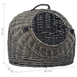 vidaXL Cage de transport pour chats Gris 60x45x45 cm Saule naturel pas cher