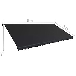 vidaXL Auvent manuel rétractable avec LED 600x300 cm Anthracite pas cher