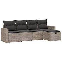 Maison Chic Ensemble de 5 Tables et chaises d'extérieur avec coussins,Salon de jardin gris résine tressée -GKD863435