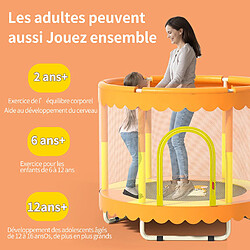 IKIDO Trampoline avec filet de protection, trampoline exterieur enfant,trampoline rond pour enfants avec clôture de sécurité,filet de sécurité respirant,orange