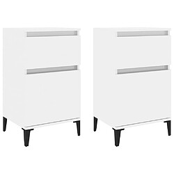 Maison Chic Lot de 2 Tables de chevet,Table de nuit,Table d'appoint pour salon blanc brillant 40x35x70 cm -MN71164