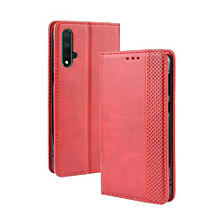 Wewoo Housse Coque Boucle magnétique rétro Crazy Horse Texture en cuir à rabat horizontal pour Huawei Nova 5 / Nova 5 Proavec support et fentes cartes et cadre photo rouge