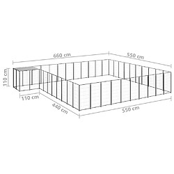 vidaXL Chenil Noir 31,46 m² Acier pas cher