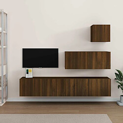 Maison Chic Ensemble de meubles TV 4 pcs | Banc TV Moderne pour salon | Meuble de Rangement - Chêne marron Bois d'ingénierie -MN59851