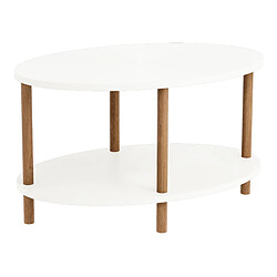 Helloshop26 Table basse ovale 43 x 70 x 44 cm blanc 03_0008835