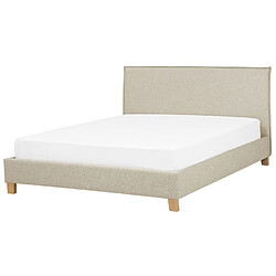 Beliani Lit double en tissu beige 180 x 200 cm SENNEZ