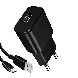 Chargeur Secteur USB 1A Charge sécurisée Câble USB Type C 1.2m Forever Noir