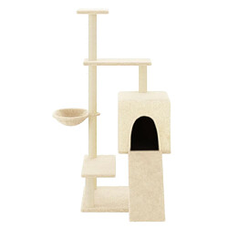 Helloshop26 Arbre à chat meuble tour grimper jouet grattage grattoir escalade plateforme avec griffoirs en sisal 130,5 cm crème 02_0022465