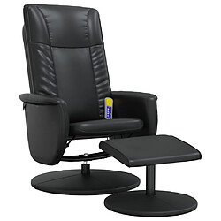 vidaXL Fauteuil inclinable de massage avec repose-pied noir similicuir