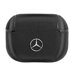 Mercedes Coque Fine et Légère pour AirPods Pro en Cuir Véritable Noir