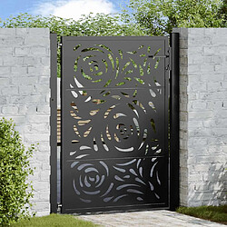 vidaXL Portail de jardin noir 105x130 cm acier conception de flamme