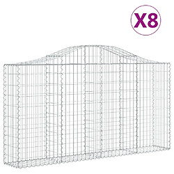 vidaXL Paniers à gabions arqués 8 pcs 200x30x100/120 cm Fer galvanisé