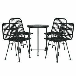 Avis Maison Chic Mobilier à dîner 5 pcs de jardin - Ensemble table et chaises d'extérieur - Salon/Mobilier de jardin classique Noir Résine tressée -MN18012