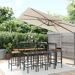 vidaXL Ensemble de bar jardin 11pcs noir poly rotin/bois massif acacia