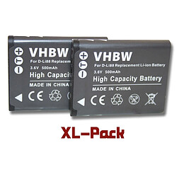 vhbw set 2 batteries 500mAh appareil photo Sanyo Xacti VPC-CA100,VPC-GC10,VPC-CG20,VPC-CG21,VPC-CG100, VPC-GH1, VPC-GH3, VPC-SH1, VPC-PD1 comme DB-L80