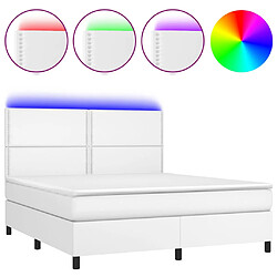 vidaXL Sommier à lattes de lit avec matelas et LED Blanc 180x200 cm