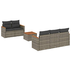 Maison Chic Salon de jardin 6 pcs avec coussins | Ensemble de Table et chaises | Mobilier d'Extérieur gris résine tressée -GKD18512