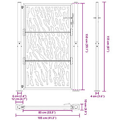 vidaXL Portail de jardin noir 105x155 cm acier conception de tracés pas cher