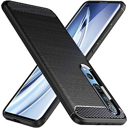 Xeptio Coque brossée noire pour Xiaomi Mi 10 Carbon Fiber Antichoc