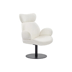 Avis Vente-Unique Fauteuil pivotant en tissu bouclette blanc ATORCO