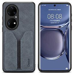 Coque en TPU + PU hybride avec porte-carte élastique gris pour votre Huawei P50