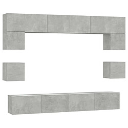 Maison Chic Ensemble de meubles TV 8 pcs | Banc TV Moderne pour salon | Meuble de Rangement - Gris béton Bois d'ingénierie -MN98599