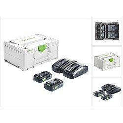 Set énergie Festool SYS3 ENG 18V 2x40TCL6 2 batteries 4 Ah chargeur 18 V coffret SYSTAINER 3