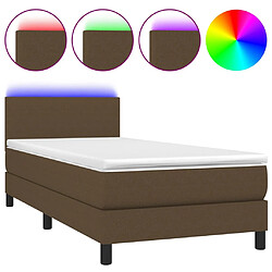 vidaXL Sommier à lattes de lit et matelas et LED Marron foncé 80x200cm