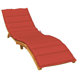 vidaXL Coussin de chaise longue rouge mélangé 200x60x4 cm tissu