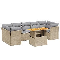 vidaXL Salon de jardin avec coussins 8 pcs beige résine tressée